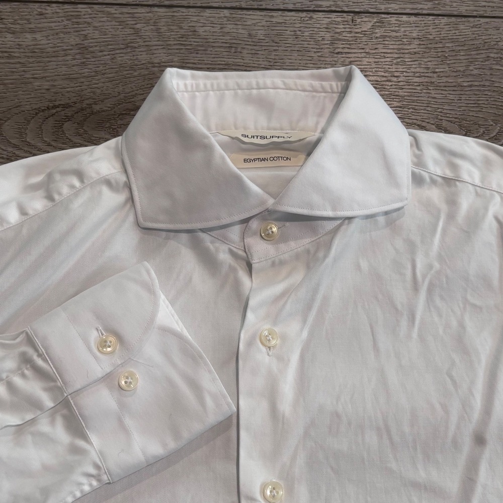 Suitsupply Dress Shirt Mens 15.5 White Egyptian Cotton Extra Slim Fit Preppy